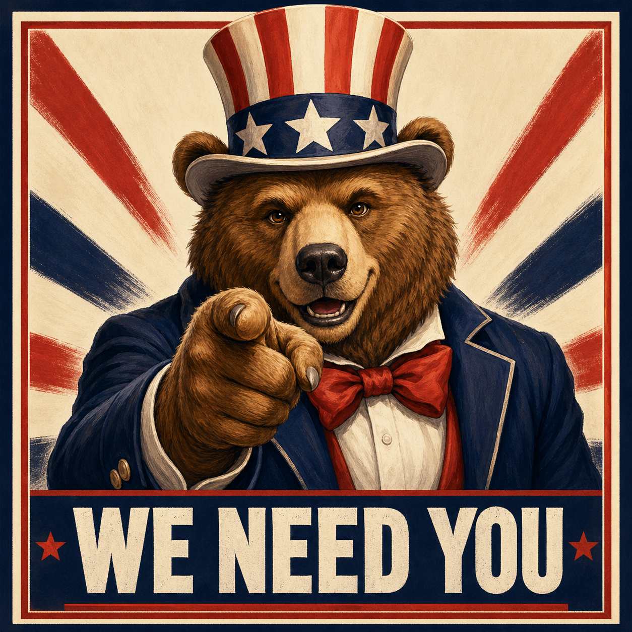 Ours façon Uncle Sam avec le message We need you